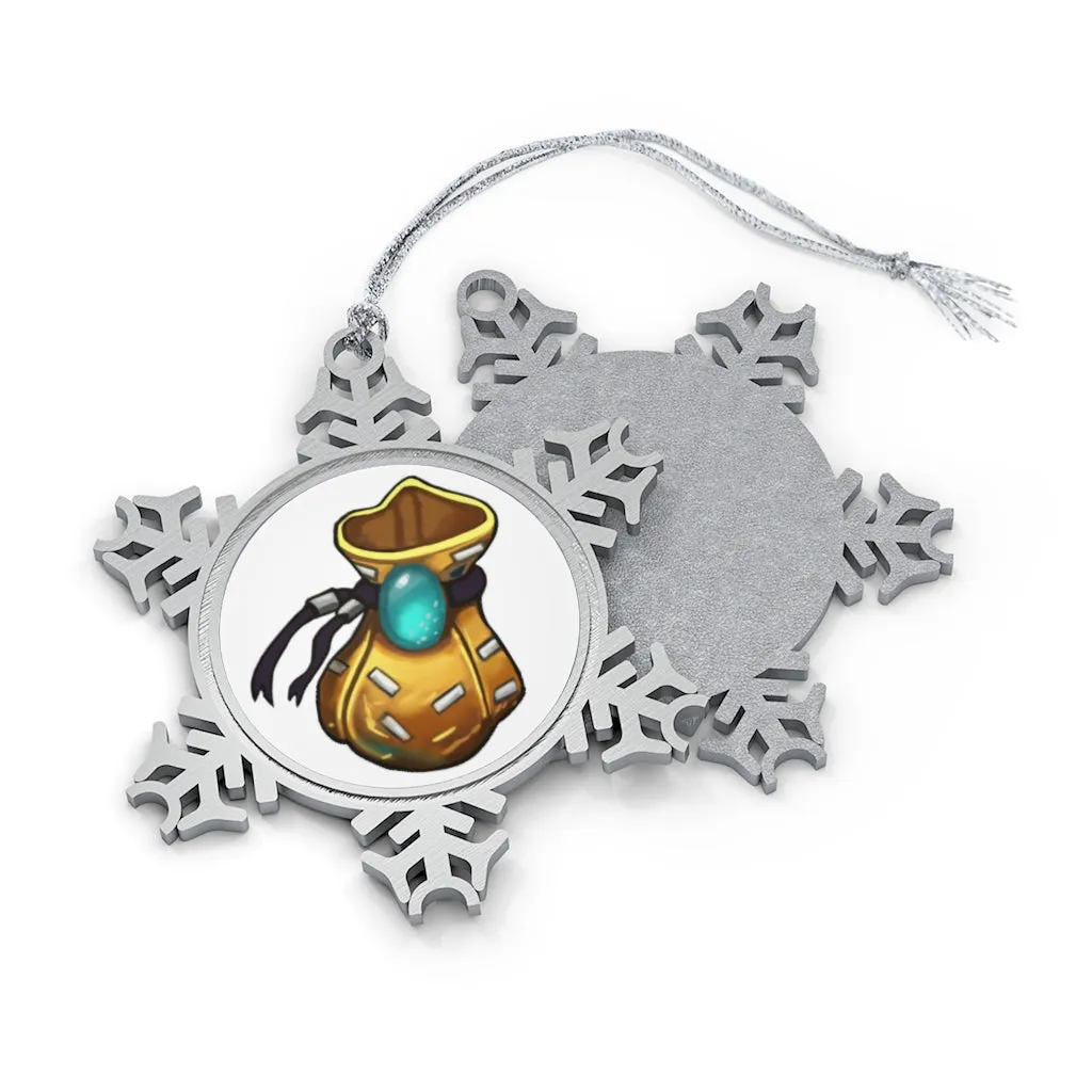 Yellow Bag Pewter Snowflake Ornament